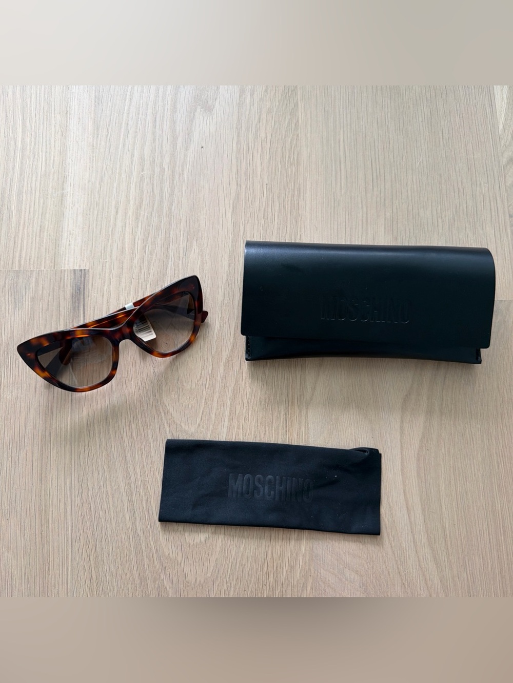 New Moschino Sunglasses Cat Eye Havana Tortoise Women